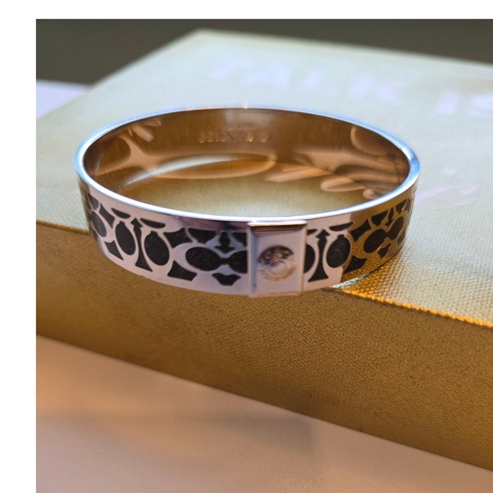Coach Signature C Cutout Glitter Enamel Bangle Bracelet Women OS - Picture 3 of 7